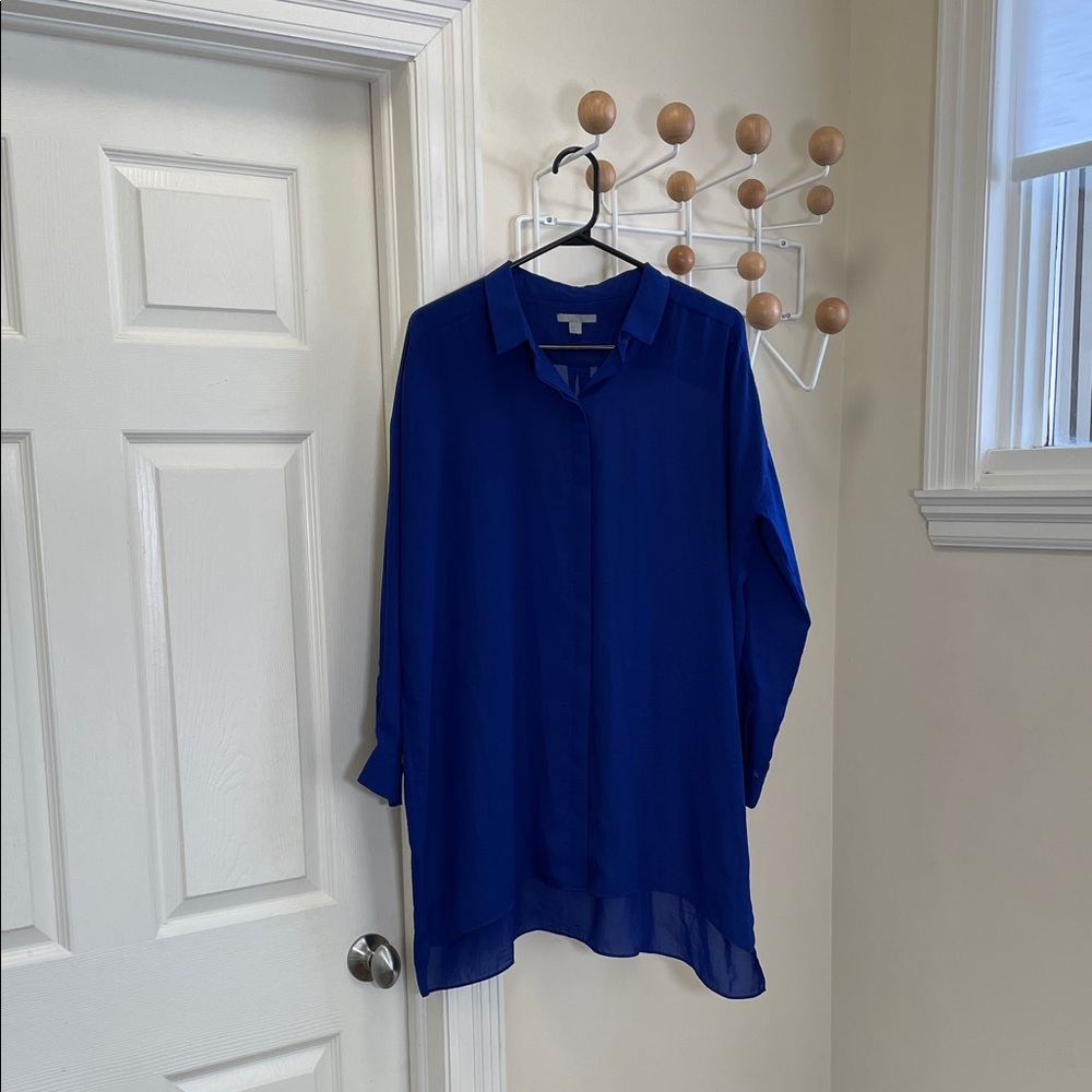 COS - Linen Long Sleeve Button Down Flowy Shirt - Blue - 6